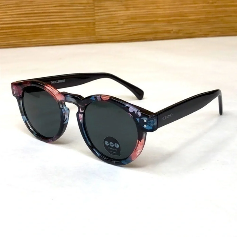 KOMONO Clement Floral Sunglasses NEW pink black round
